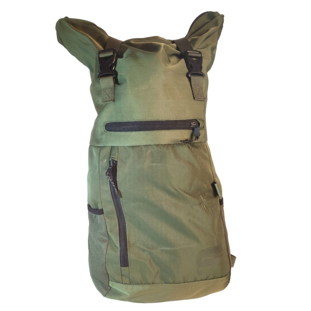 Men's Olive Green Roll-Top Backpack